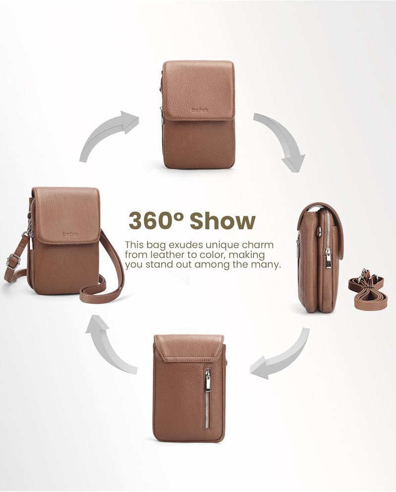 befen Genuine Leather Small Crossbody Bags for Women, Cell Phone Cross body Purse Bag with RFID Blocking Card Slots - Image 5